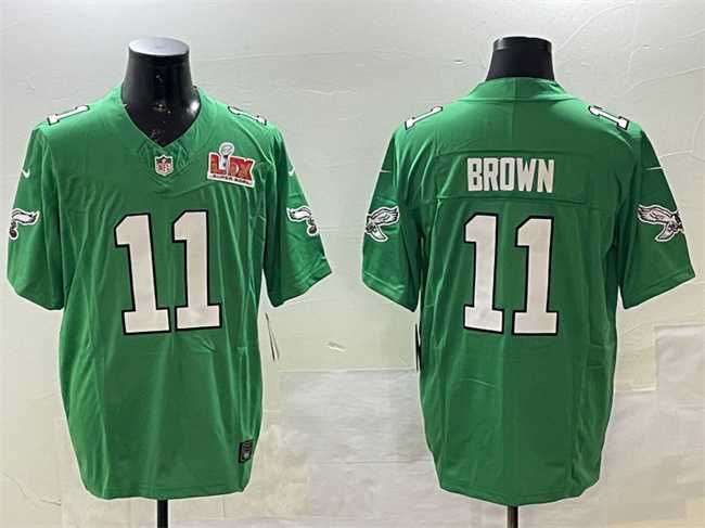 Men's Philadelphia Eagles #11 A.J. Brown Green 2025 Super Bowl LIX Patch F.U.S.E. Throwback Vapor Untouchable Limited Stitched Jersey,We sell and wholesale Men's Philadelphia Eagles #11 A.J. Brown Green 2025 Super Bowl LIX Patch F.U.S.E. Throwback Vapor Untouchable Limited Stitched Jersey on line form chian!